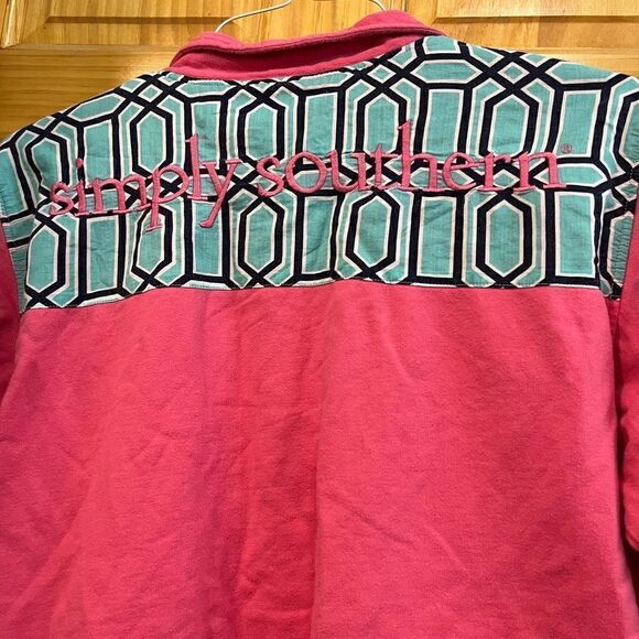 Simply Southern size M pink and aqua half zip sweatshirt - Picture 6 of 7